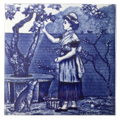 Repo Antiek Wedgwood Blue September Figural Tegeltje (Voorkant)
