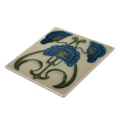 Repo Blue Poppies Art Noveau Ceramic Tile Tegeltje (Zijkant)