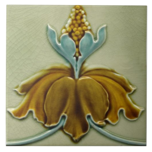 Repo c. 1900 Art Nouveau Floral Border Tegeltje (Voorkant)