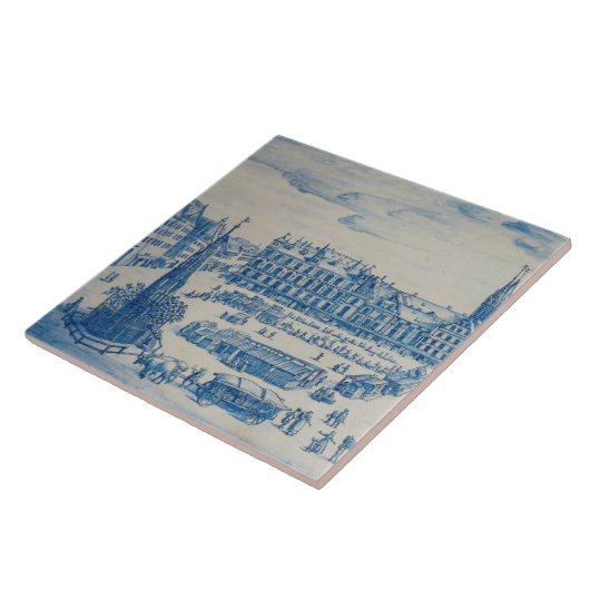 Repo Delft Neuremberg Town Square Blue Tile Tegeltje (Zijkant)