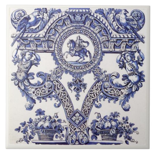 Repo Delft Tile Blue Royalty Bust Tegeltje (Voorkant)