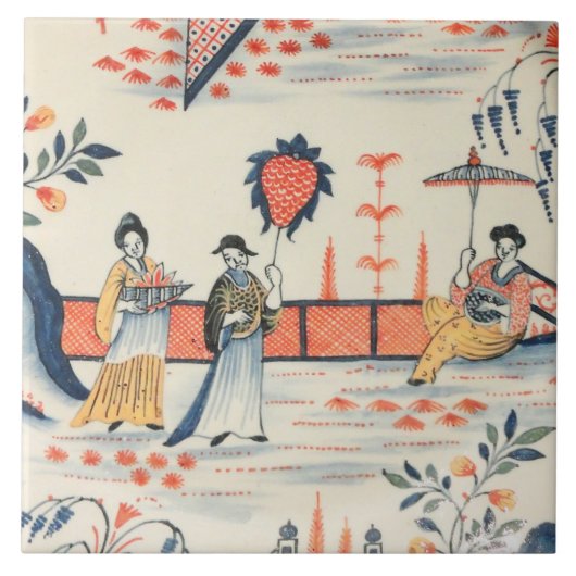 Repo Delft Tile Chinoiserie Picturesque scene Tegeltje (Voorkant)