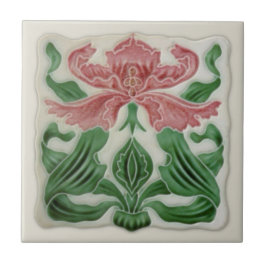 Repo English Art Nouveau H.A.Ollivant Tile c.1900 Tegeltje