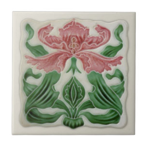 Repo English Art Nouveau H.A.Ollivant Tile c.1900 Tegeltje