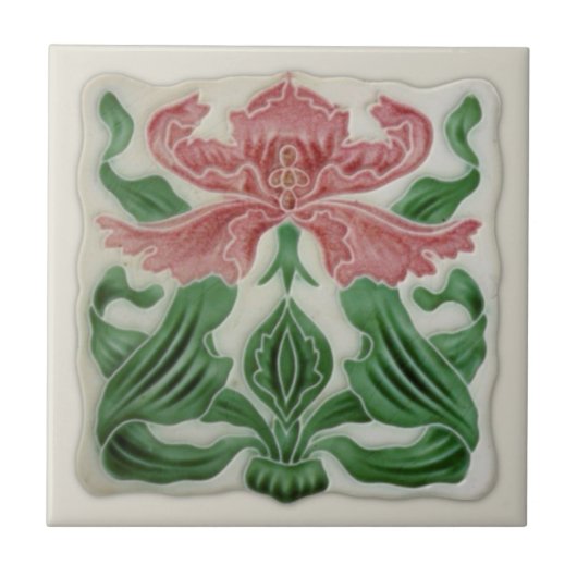Repo English Art Nouveau H.A.Ollivant Tile c.1900 Tegeltje (Voorkant)