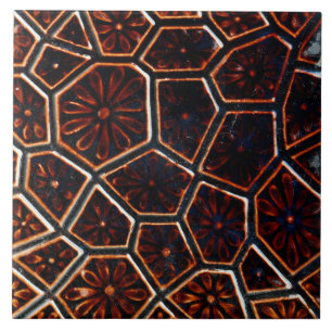 Repo  Faux relief Bruine Geometrische Floral Tegeltje