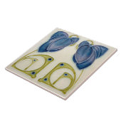 Repo German Jugendstil Art Nouveau Blue Floral Tegeltje (Zijkant)