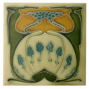 Repo German Jugendstil Art Nouveau Multi Floral Tegeltje