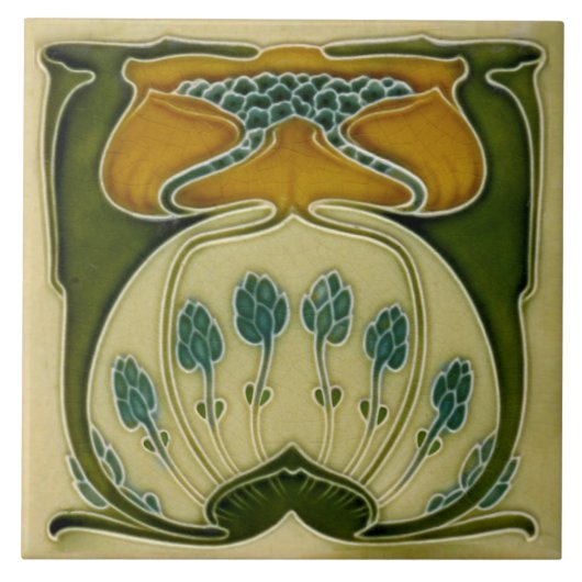 Repo German Jugendstil Art Nouveau Multi Floral Tegeltje (Voorkant)