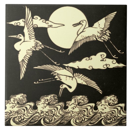 Repo  Minton Black en White English Tile Tegeltje (Voorkant)