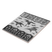 Repo  Minton Black en White English Tile Tegeltje (Zijkant)