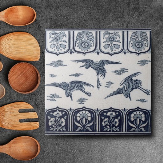 Repo  Minton Blue en White English Tile Tegeltje