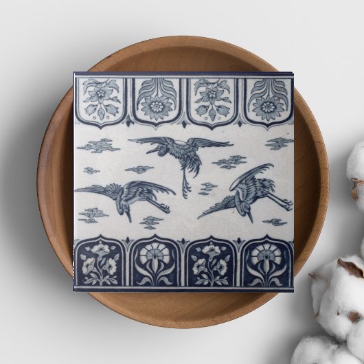 Repo  Minton Blue en White English Tile Tegeltje