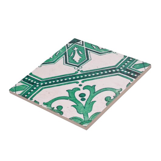 Repo Portugese groene Geometric Azulejos Tegel Tegeltje (Zijkant)