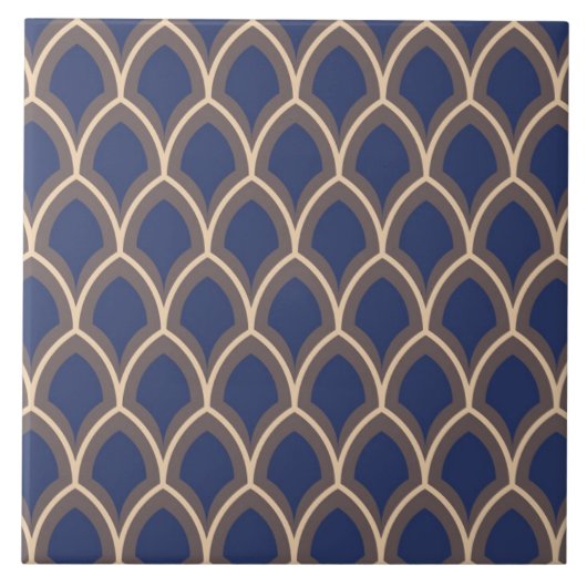Repo Spaanse Geometrische schaal Azulejos Blue Tegeltje (Voorkant)