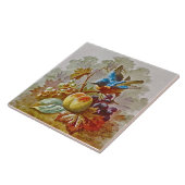 Repo Victoriaans handbeschilderde tegel- en fruitt Tegeltje (Zijkant)