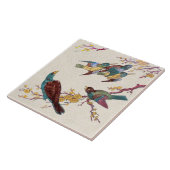 Repo Victoriaans vogels en bloesems Handkleur Tegeltje (Zijkant)