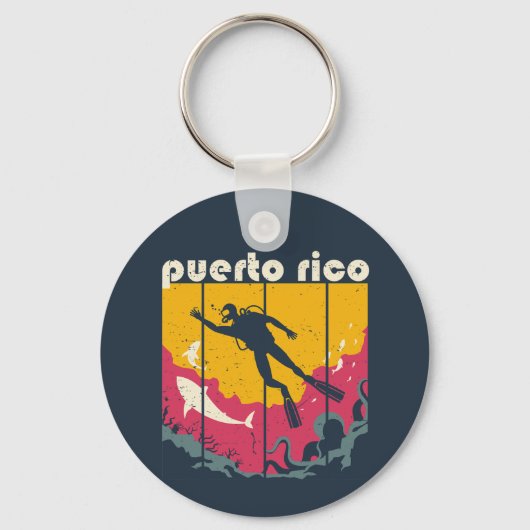  repoprol Puerto Rico Diving Cool Scuba Diver Sleutelhanger (Voorkant)