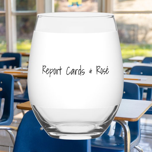 Report Cards & Rosé Personalized Funny Teacher Wijnglas Zonder Voet