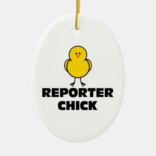 Reporter Chick Keramisch Ornament (Voorkant)