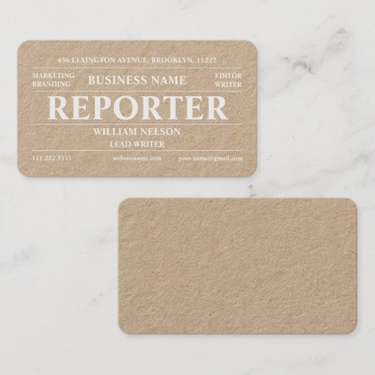 Reporter Kraft Visitekaartje (Voorkant / Achterkant)