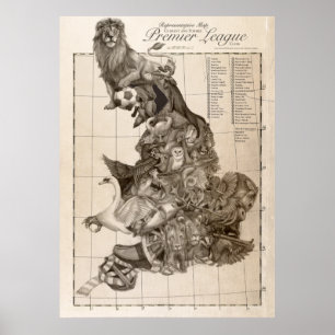 Representatieve kaart van het Engels Football Poster