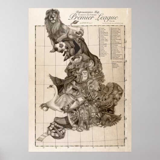 Representatieve kaart van het Engels Football Poster (Voorkant)