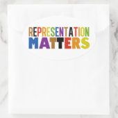 Representation Matters Regenboog Diversiteit Ovale Sticker (Tas)