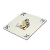 Repro 1700s Antiek handgeschilderde Delfts Uil Tegeltje (Zijkant)