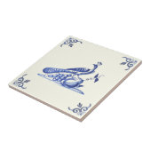 Repro 1700s Handbeschilderd Peacock Fruit Blue Whi Tegeltje (Zijkant)