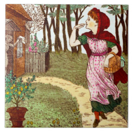 Repro 1870s Wedgwood Red Riding Hood Full Color Tegeltje