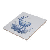 Repro 1876 Wedgwood Buck Deer w/Antlers Tile Blue Tegeltje (Zijkant)