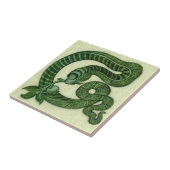 Repro 1880s De Morgan Green Snake met Apple Tegeltje (Zijkant)