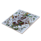 Repro 1880s Victoriaans Lilies Transferware Tile Tegeltje (Zijkant)