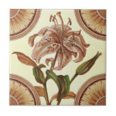 Repro 1885 Victoriaans Asian Lily Transferware Tegeltje (Voorkant)