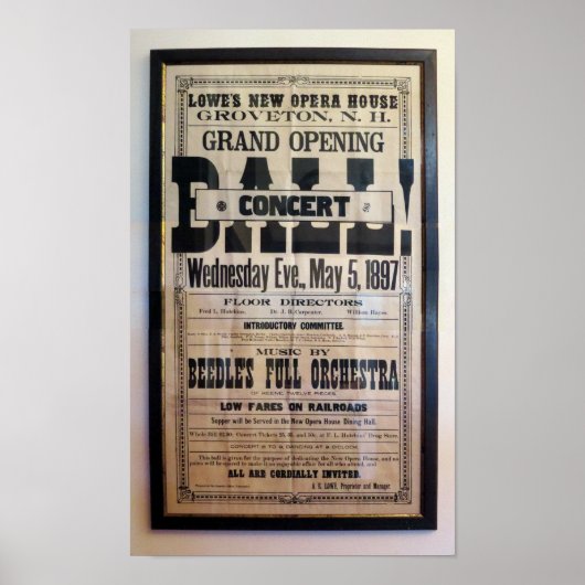 Repro 1897 letterpress theaterbreedband poster (Voorkant)