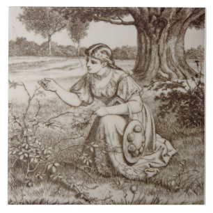 Repro Antiek 1880s Minton Sepia Country Life Tegeltje