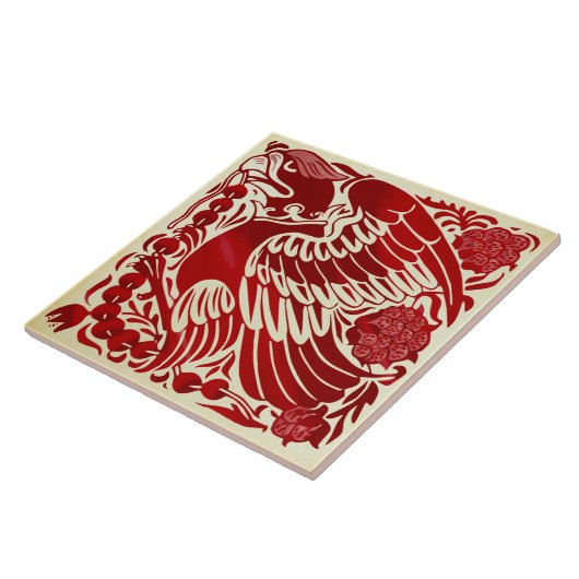 Repro Antiek Bold Ruby Luster De Morgan Eagle Tegeltje (Zijkant)