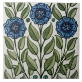 Repro Antiek De Morgan Blue Green Floral Tegeltje (Voorkant)