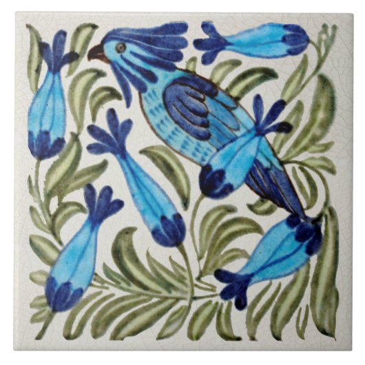 Repro  Antiek De Morgan Cockatau Bird Tegeltje (Voorkant)