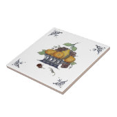 Repro Antiek Delfts Fruitmand op Witte Tegel Tegeltje (Zijkant)