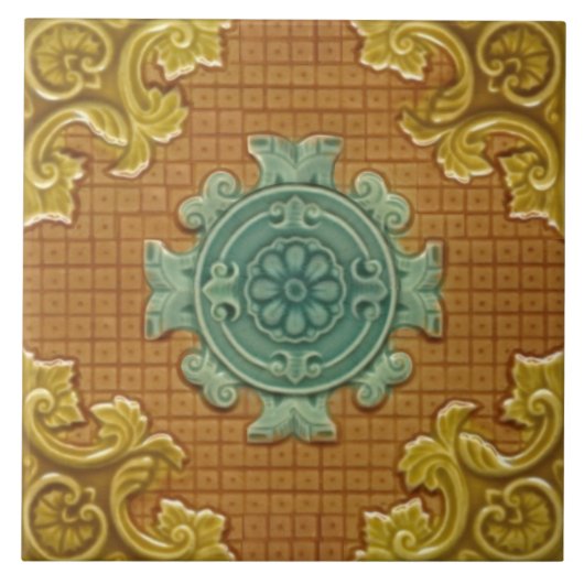 Repro Antiek Godwin Hewitt Molded Majolica Tegeltje (Voorkant)