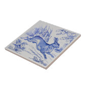 Repro Antiek Wedgwood 1876 Blue Hare Rabbit Tile Tegeltje (Zijkant)