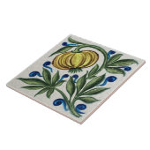 Repro  Antiek Wm De Morgan Gold Floral Tegeltje (Zijkant)