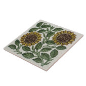 Repro Antiek Wm De Morgan Sunflower Tegeltje (Zijkant)