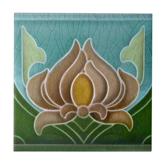 Repro Art Nouveau Faux Relief Stylized Floral Tegeltje (Voorkant)
