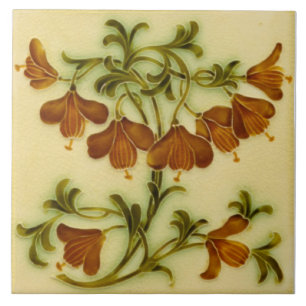 Repro Art Nouveau Floral Faux in reliëf Tegeltje