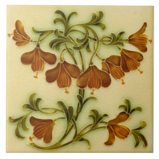 Repro Art Nouveau Floral Faux in reliëf Tegeltje (Voorkant)