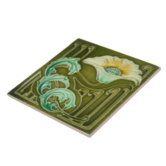 Repro Art Nouveau Floral Tile Tegeltje (Zijkant)