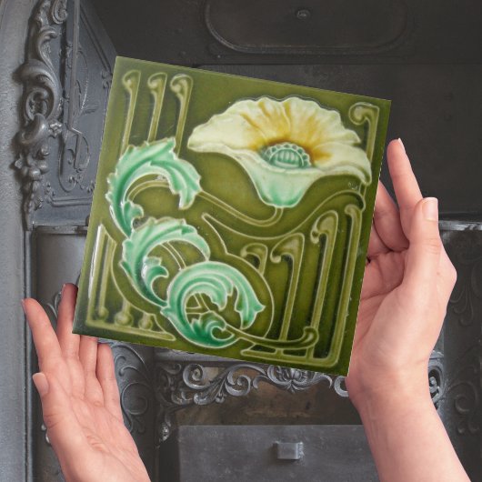 Repro Art Nouveau Floral Tile Tegeltje